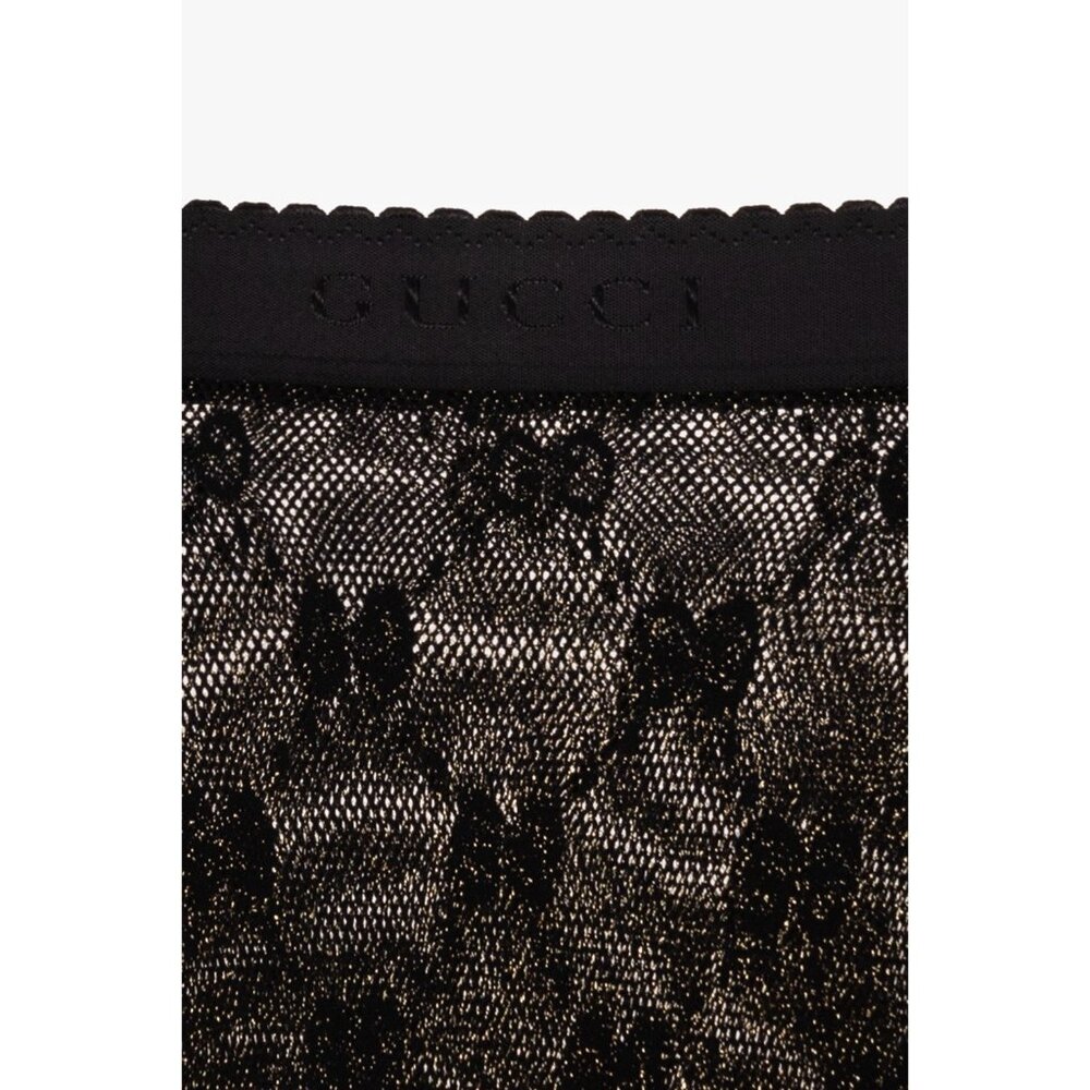 NEW GUCCI TIGHTS BLACK GOLD KNIT GG SZ L 691619 - Picture 3 of 10